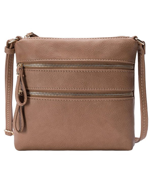 Stone Multi Zip Pocket Crossbody Bag