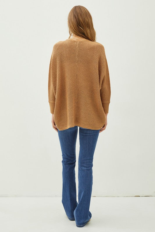 @Here With Me Camel Dolman Sleeve Cardigan