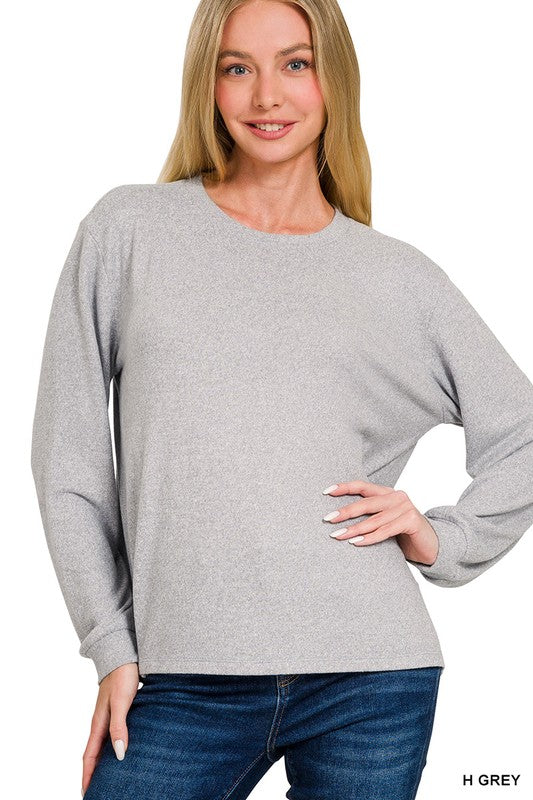 @More Than A Tee Soft Heather Grey Melange Long Sleeve Tee