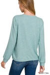 @/ More Than A Tee Soft Dusty Teal Melange Long Sleeve Tee