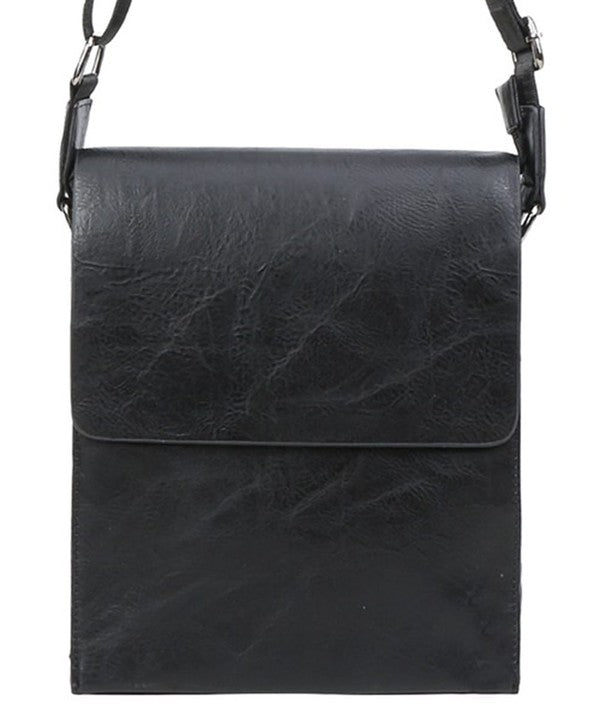 Mens Black Fashion Flap Crossbody Bag