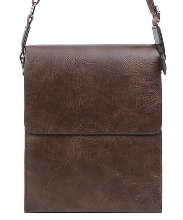 Mens Brown Fashion Flap Crossbody Bag