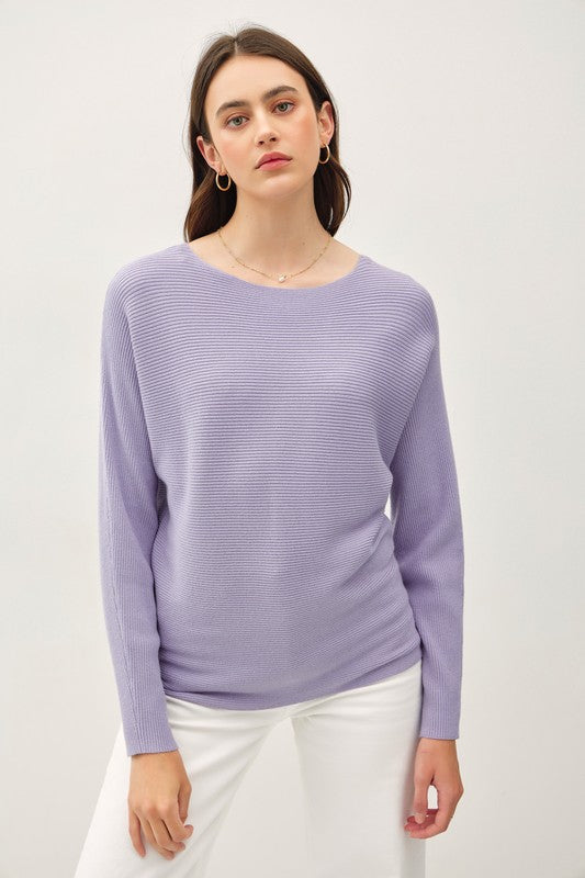 @Don't Let Go Dusty Blue Boat Neck Pullover Top