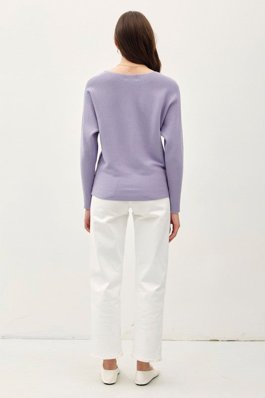 @Don't Let Go Dusty Blue Boat Neck Pullover Top