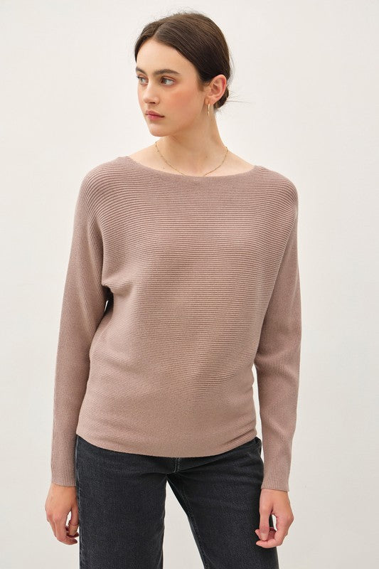 / Don't Let Go Mocha Boat Neck Pullover Top