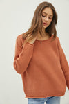 @/ Don't Hold Back Persimmon Boxy Waffle Knit Sweater (Size M/L)