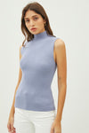 @/ As Easy As That Light Blue Ribbed Knit Sleeveless Sweater