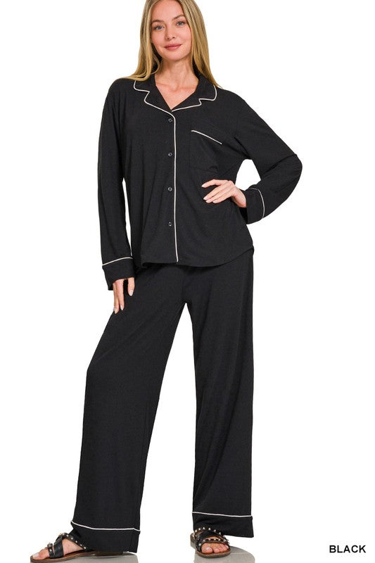 Sweet Dreams Black Two Piece Pajama Set - Catching Fireflies Boutique
