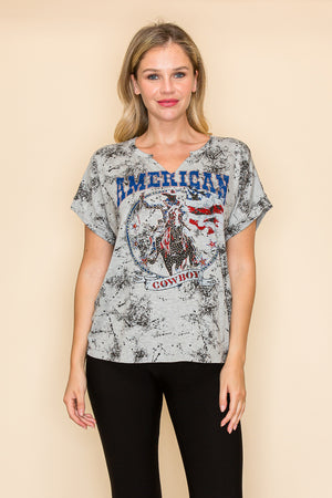 American Cowboy Plus Heather Grey Short Sleeve Tee