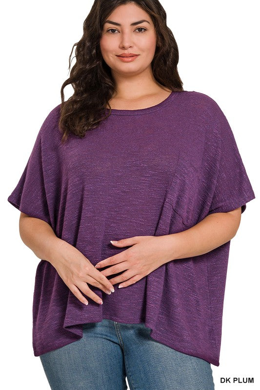 / Thoughts Of You Plus Dark Plum Oversized Top