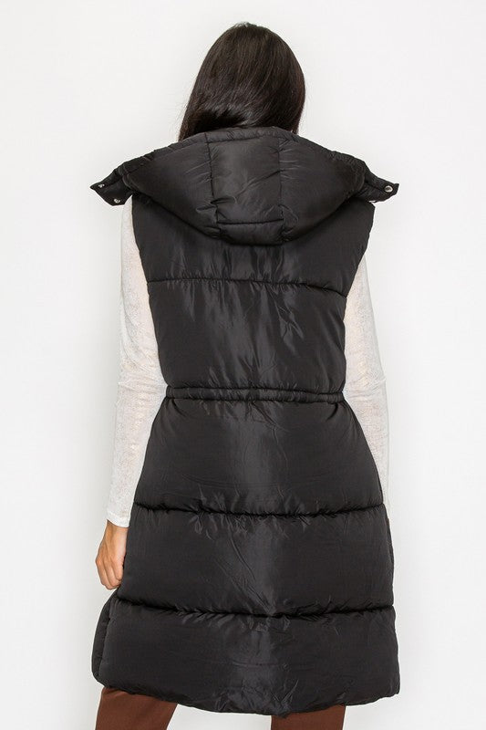 / Wandering Feelings Black Sleeveless Puffer Vest Jacket