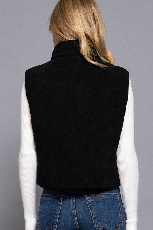 / Have You Heard Black Corduroy Puffer Vest