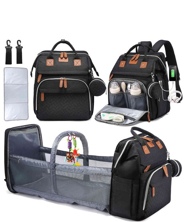 Black Diaper Bag Backpack/Changing Station