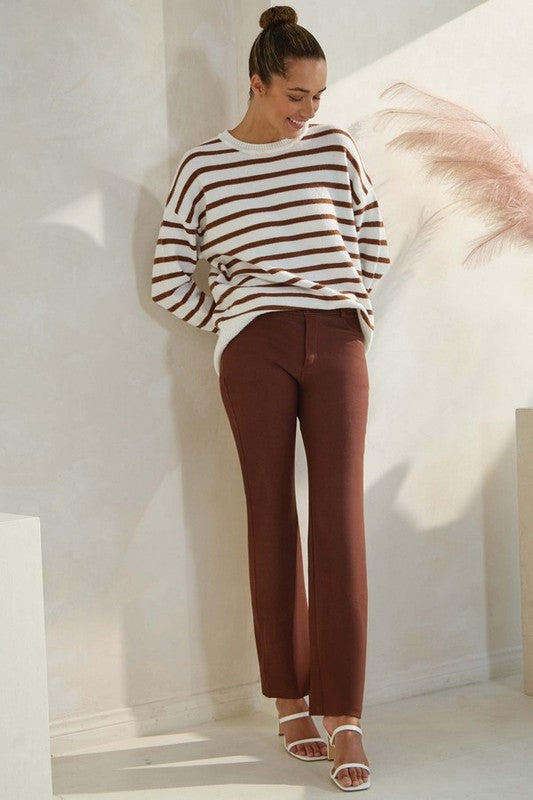 Back In Action Solid Coffee Straight Leg Jeggings - Catching Fireflies Boutique