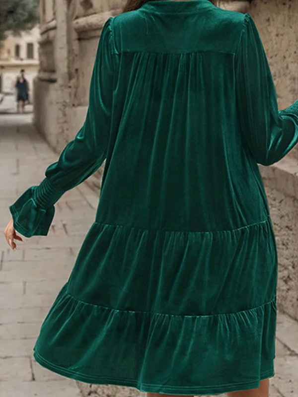 @/ Touch Of Class Dark Green Velvet Midi Dress