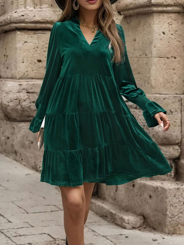 @/ Touch Of Class Dark Green Velvet Midi Dress