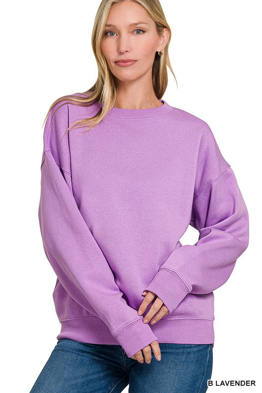 @/ Classic Perfection Brushed Lavender Fleece Pullover Sweatshirt