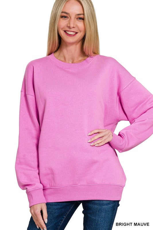 @/ Classic Perfection Bright Mauve Fleece Pullover Sweatshirt