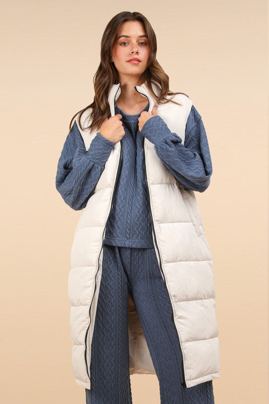 / Winter Warmth Cream Long Puffer Vest