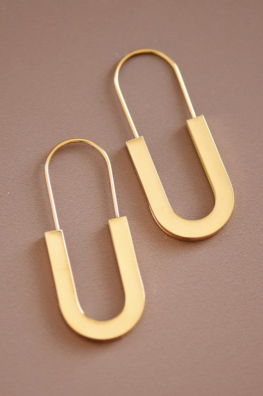 Gold U-Shaped Sleek And Simple Earrings