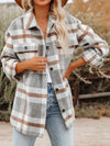 / Cool Autumn Days Plus Light Grey Flannel Plaid Shacket (Size 2X)