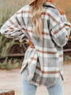 / Cool Autumn Days Light Grey Flannel Plaid Shacket