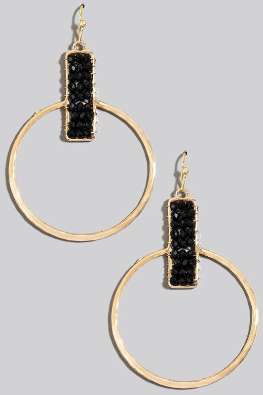 / Rectangle And Hoop Beaded Dangle Earrings