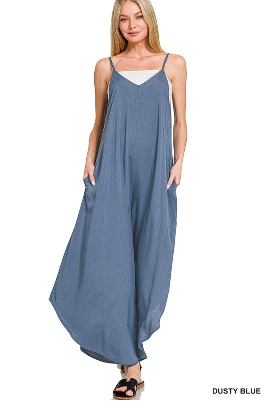 Vacation Bliss Dusty Blue Wide Leg Rayon Challis Jumper