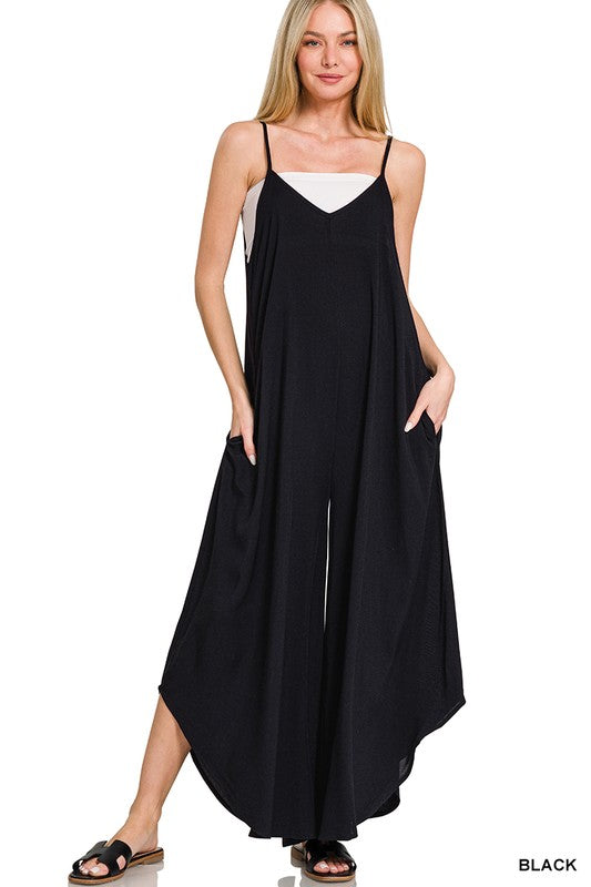 Vacation Bliss Black Wide Leg Rayon Challis Jumper