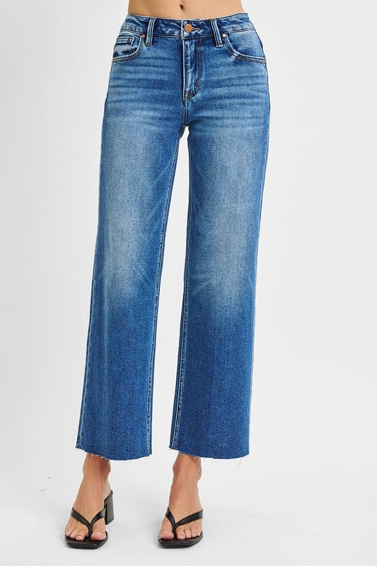 Aaliyah Mid Rise Tummy Control Risen Crop Jeans - Catching Fireflies Boutique