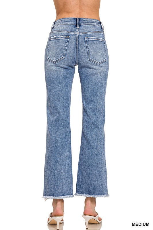 Berkley Kick Crop Flare Denim Jeans - Catching Fireflies Boutique