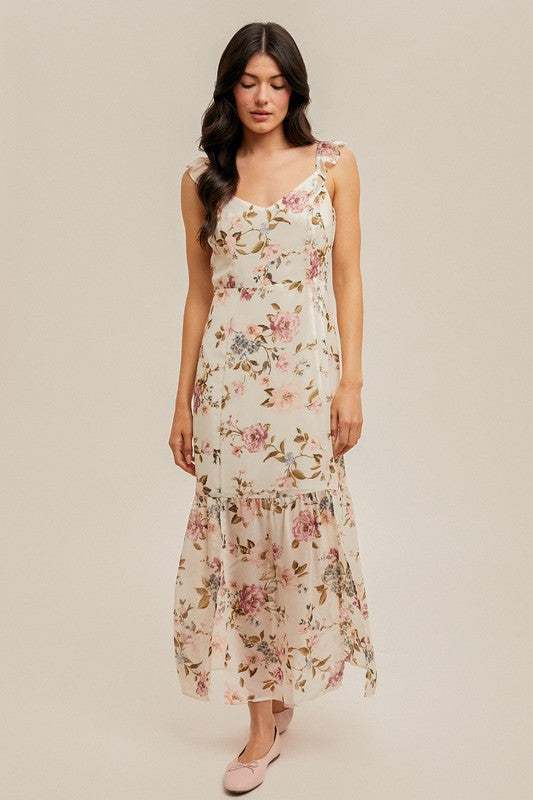 *Showcasing Style Multi Color Floral Chiffon Maxi Dress (Size Large) *Showcasing Style Multi Color Floral Chiffon Maxi Dress (Size Large)