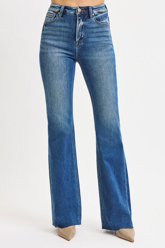 Melissa Plus Dark Wash Flare Cut Risen Jeans - Catching Fireflies Boutique