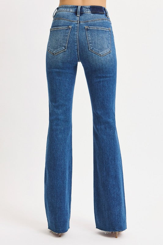 Melissa Plus Dark Wash Flare Cut Risen Jeans - Catching Fireflies Boutique