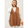 / Go To Extremes Pecan Oversize V Neck Sweater Vest (Size Medium/Large)