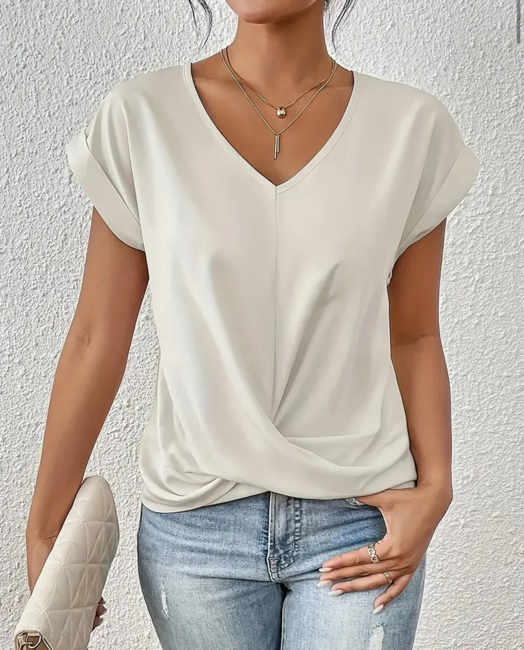 Story With A Twist Plus White Short Sleeve Top - Catching Fireflies Boutique