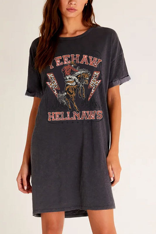 : Yeehaw And Hellnaws Mineral Black Tee Dress - Catching Fireflies Boutique