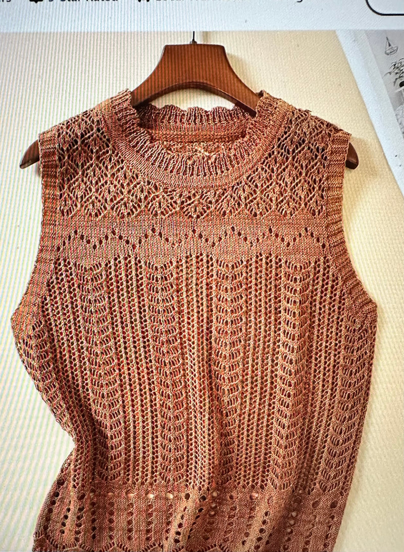 @/ Livin' On The Edge Caramel Sleeveless Sweater