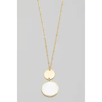 Pearlescent Disc Pendant Necklace