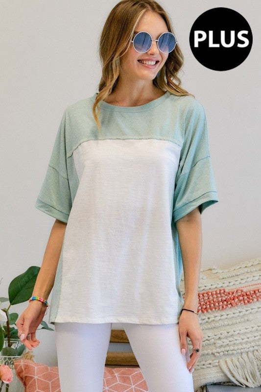 : Ready For The Game Plus Mint Color Block Top - Catching Fireflies Boutique