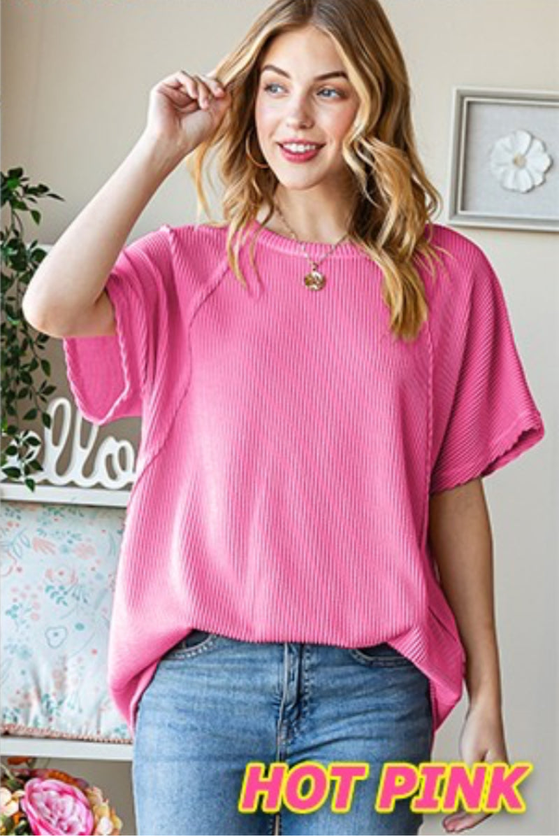 / Just Between The Lines Hot Pink Plus Top - Catching Fireflies Boutique