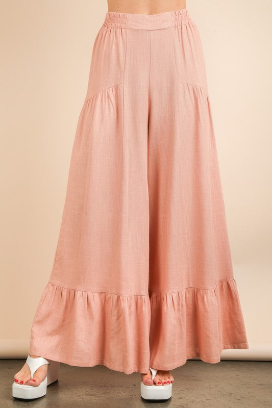 True Bliss Blush Elastic Waist Wide Leg Pants - Catching Fireflies Boutique