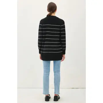 / No One Knows But Me Black Stripe Open Cardigan