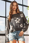 / Afternoon Movie Charcoal Floral Sweater