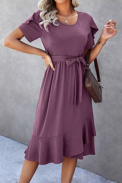 / Wherever You Go Purple Scoop Neck Midi Dress