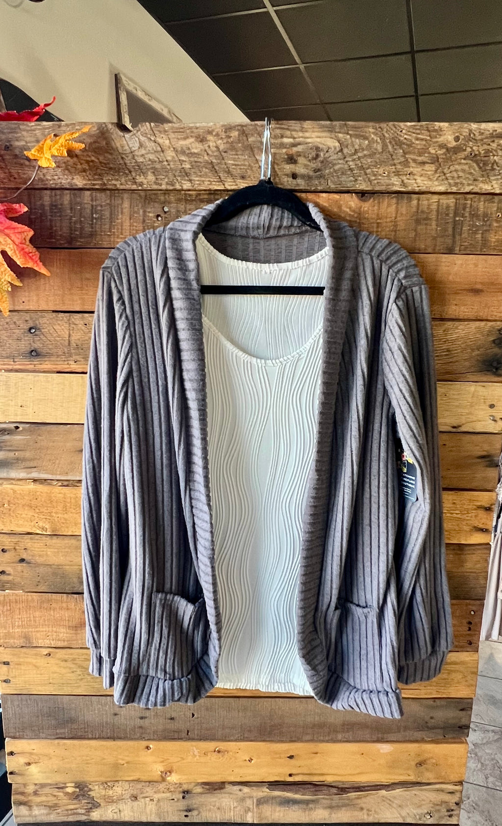 Dark Grey Plus Fall Sunset Cardigan - Catching Fireflies Boutique