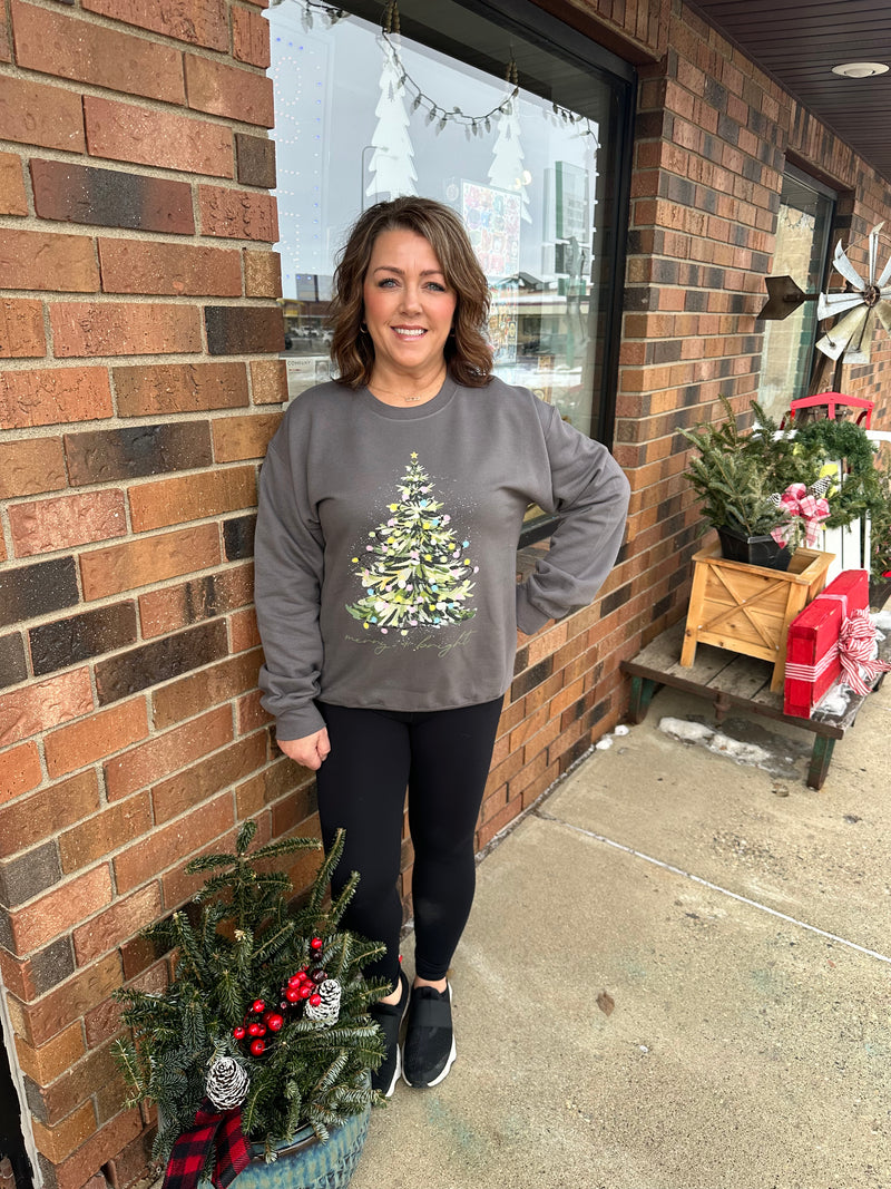 Pastel Light Christmas Tree Charcoal Sweatshirt