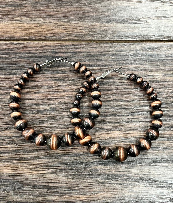 / Copper Beaded Navajo Hoop Earrings