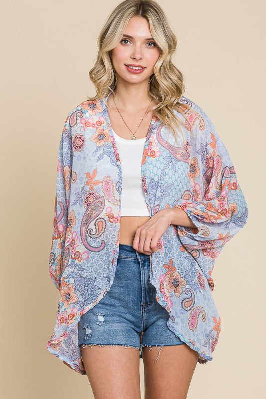 / Partial To Paisley Sheer Blue Coverup - Catching Fireflies Boutique