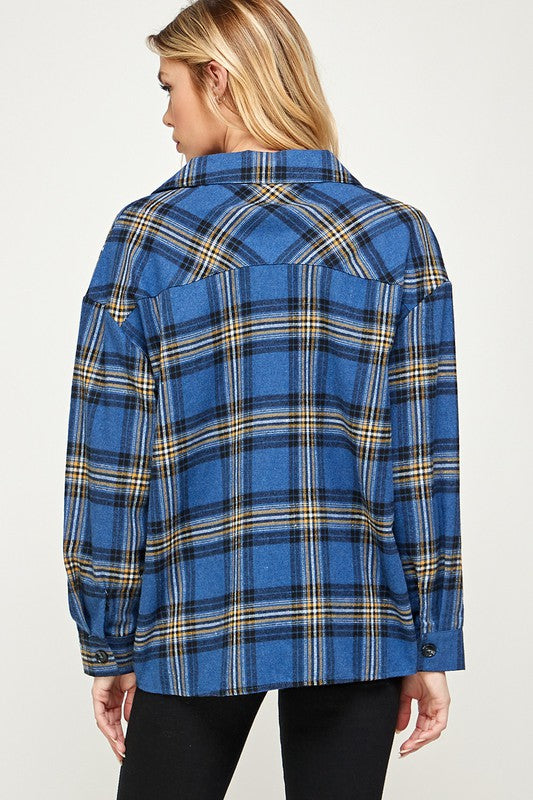 : Fall Is In The Air Blue Plaid Flannel Shirt - Catching Fireflies Boutique